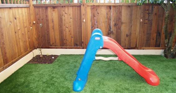 Artificial turf installed for a playground area