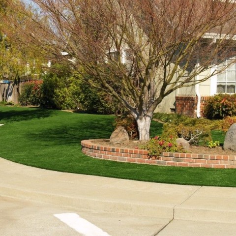 Installation of artificial synthetic grass at a corner house in Livermore, California