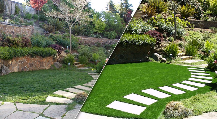 Synthetic grass gardens: before and after