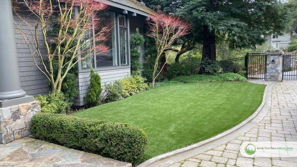 Synthetic turf installation for front yard in San Francisco, California - after