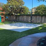 Synthetic turf basketball and playground